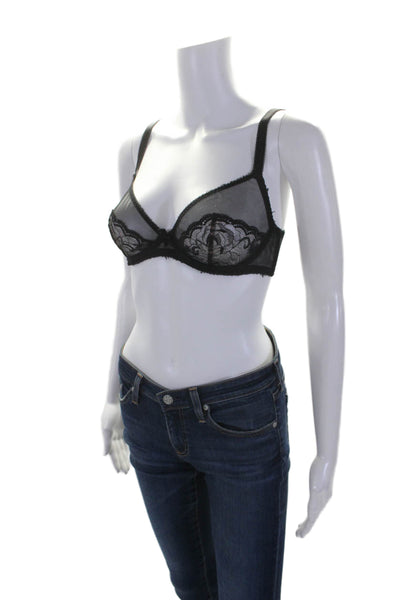 L'Agent by Agent Provocateur Womens Lace Trim Underwire Bra Black Size 32 DD