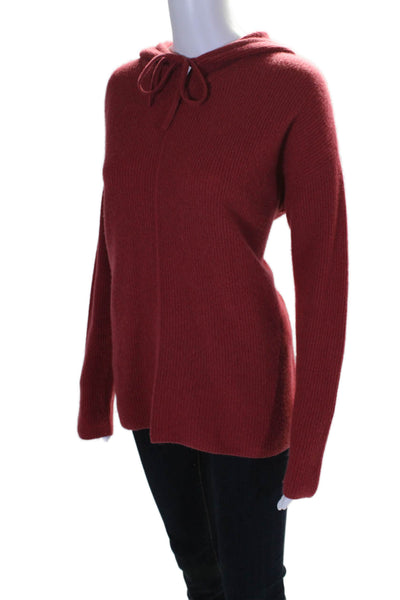 Splendid Women's Hood Long Sleeves Pullover Ribbed Sweater Red Size S