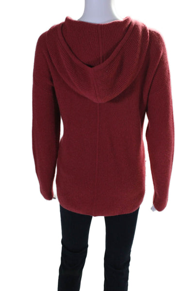 Splendid Women's Hood Long Sleeves Pullover Ribbed Sweater Red Size S