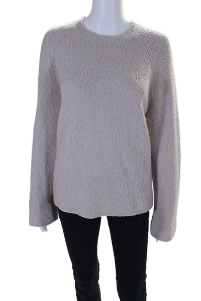 Vince Women's Round Neck Long Sleeves Textured Pullover Sweater Beige Size XS