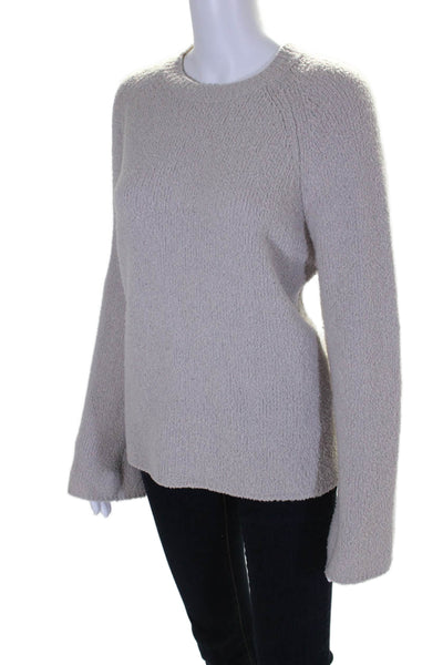 Vince Women's Round Neck Long Sleeves Textured Pullover Sweater Beige Size XS