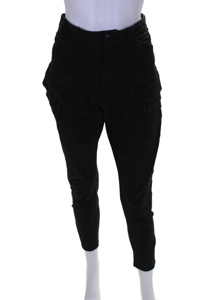 White Mountaineering Womens Zip Front Tapered Leg Cargo Pants Black Size 0