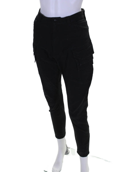 White Mountaineering Womens Zip Front Tapered Leg Cargo Pants Black Size 0