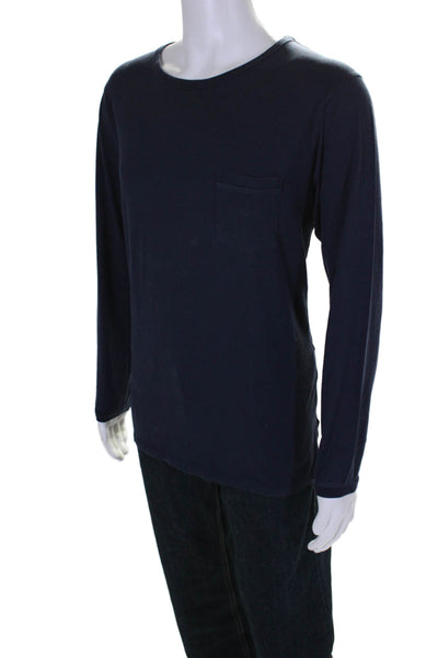 Nonnative Mens Long Sleeve Front Pocket Crew Neck Shirt Blue Size Large