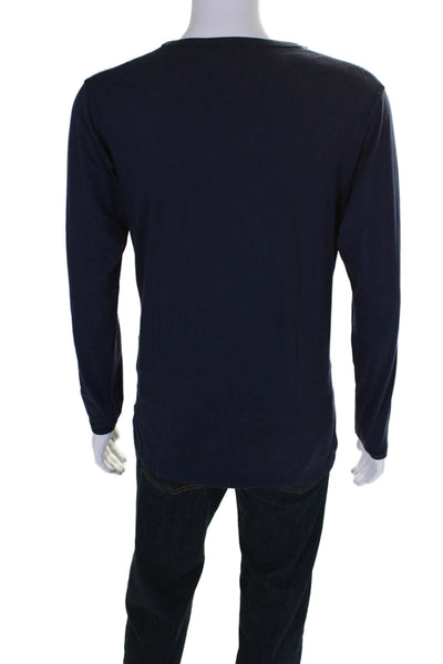 Nonnative Mens Long Sleeve Front Pocket Crew Neck Shirt Blue Size Large