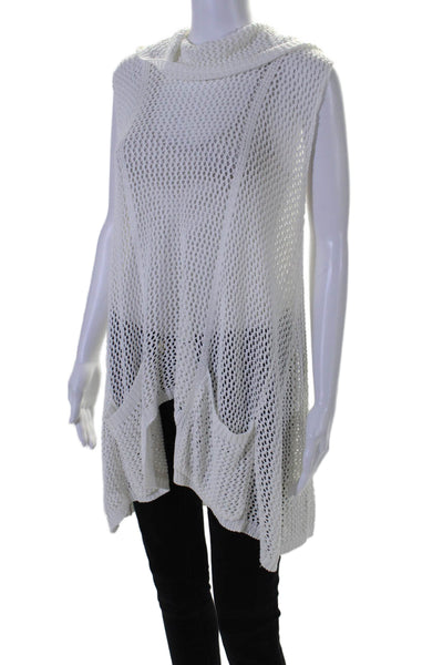 Joseph Ribkoff Womens Sleeveless Cowl Neck Open Knit Top White Size Large