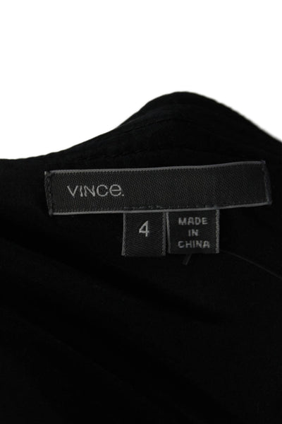 Vince Womens Wool Blend Two Pocket Round Neck Zip Up Jacket Black Size 4