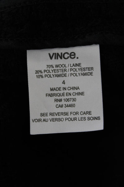 Vince Womens Wool Blend Two Pocket Round Neck Zip Up Jacket Black Size 4