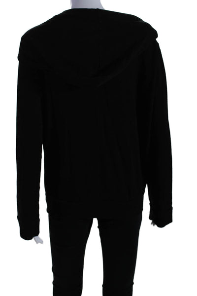 Monrow Womens Two Pocket Long Sleeve Zip Up Hoodie Black Size L