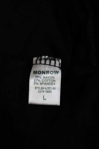 Monrow Womens Two Pocket Long Sleeve Zip Up Hoodie Black Size L