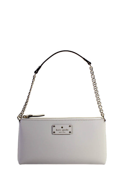 Kate Spade New York Womens Leather White Zip Small Shoulder Bag Handbag