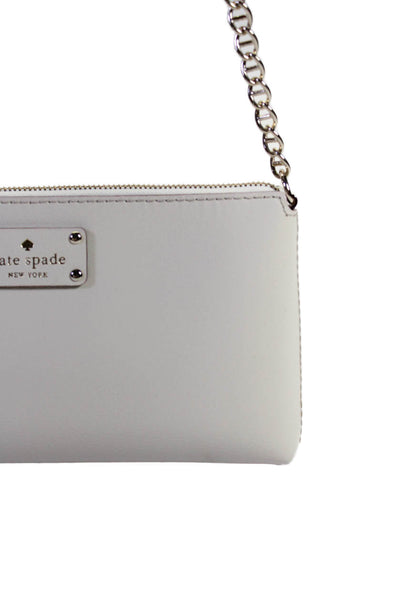 Kate Spade New York Womens Leather White Zip Small Shoulder Bag Handbag