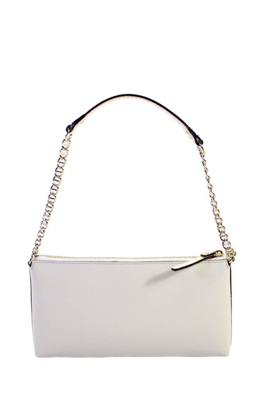 Kate Spade New York Womens Leather White Zip Small Shoulder Bag Handbag