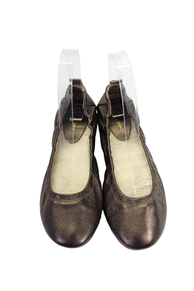 Cole Haan Womens Metallic Bronze Patent Slip On Ballet Flats Shoes Size 6.5B