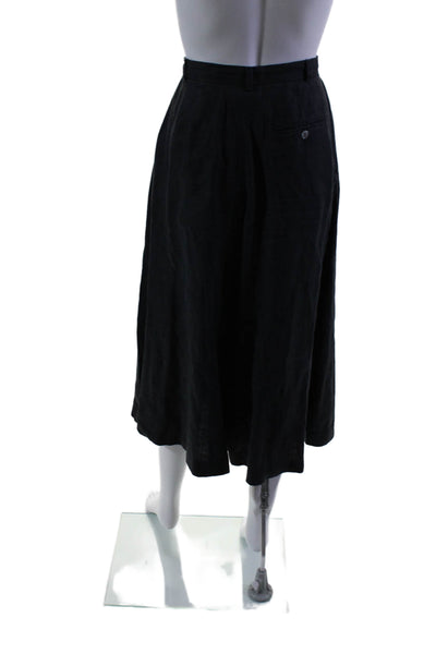 Ralph Lauren Womens Linen Pleated Buttoned Zipped Wide Leg Pants Navy Size M