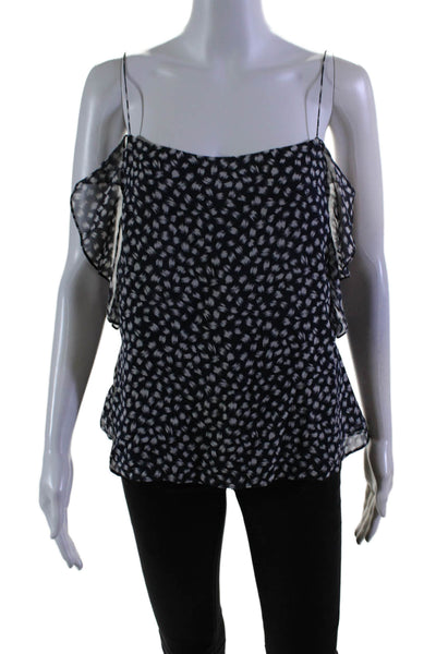 10 Crosby Derek Lam Womens Silk Spotted Print Sleeveless Blouse Black Size 6