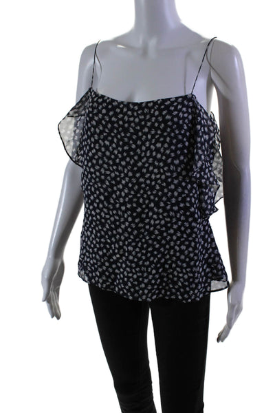 10 Crosby Derek Lam Womens Silk Spotted Print Sleeveless Blouse Black Size 6