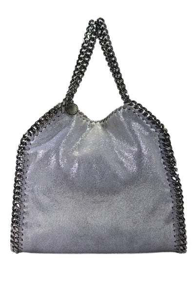 Stella McCartney Womens Falabella Snap Button Chain Trim Shoulder Handbag Silver