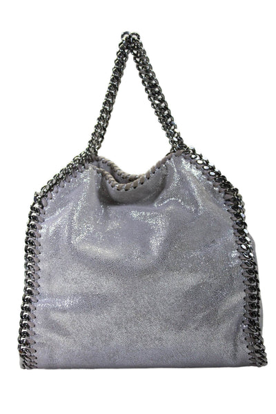 Stella McCartney Womens Falabella Snap Button Chain Trim Shoulder Handbag Silver