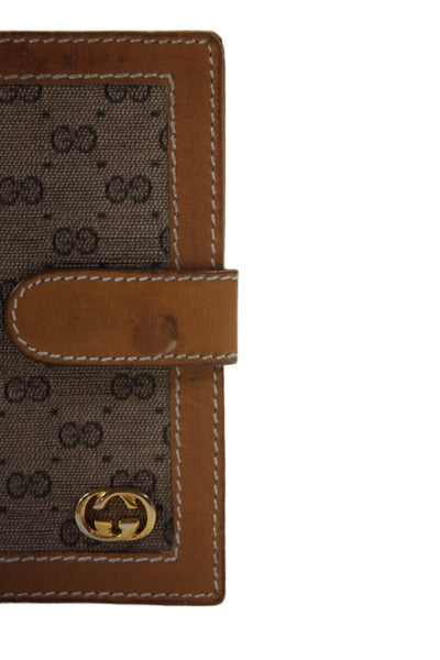 Gucci Womens Monogram Print Medallion Textured Snap Buttoned Card Wallet Brown