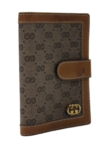 Gucci Womens Monogram Print Medallion Textured Snap Buttoned Card Wallet Brown