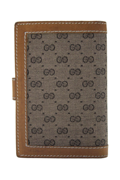 Gucci Womens Monogram Print Medallion Textured Snap Buttoned Card Wallet Brown