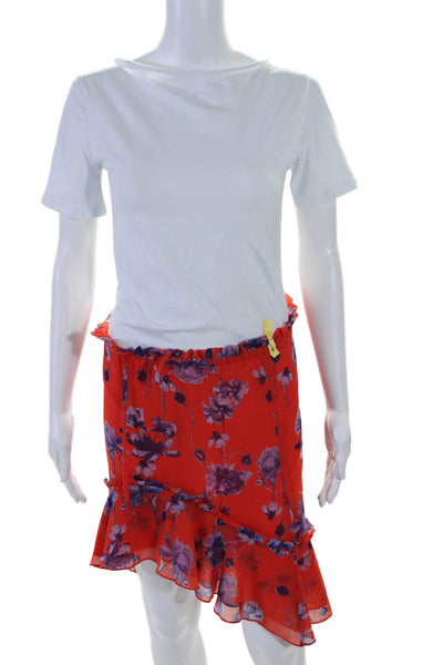 House of Harlow 1960 x Revolve Womens Floral A Line Skirt Red Purple Size XS