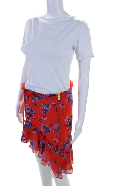 House of Harlow 1960 x Revolve Womens Floral A Line Skirt Red Purple Size XS