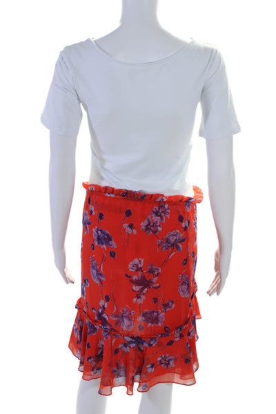 House of Harlow 1960 x Revolve Womens Floral A Line Skirt Red Purple Size XS