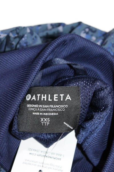 Athleta Womens Spotted Print Zipped Textured Long Sleeve Jacket Blue Size 2XS