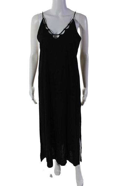 Tori Praver Swimwear Womens Spagetti Strap V Neck Maxi Dress Black Size 1