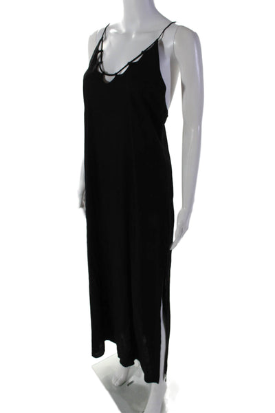 Tori Praver Swimwear Womens Spagetti Strap V Neck Maxi Dress Black Size 1