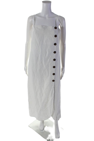 Reformation Womens Linen Sleeveless Button Down Maxi Dress White Size 8