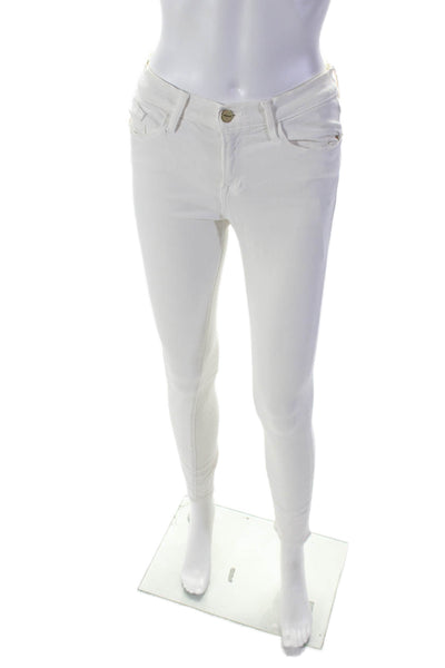 Frame Denim Womens Skinny Leg Mid Rise Jeans Winter White Cotton Size 29