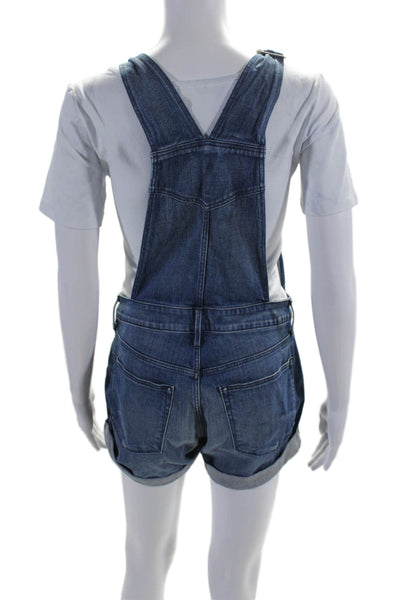 3x1 NYC Womens Cotton Medium Washed Buttoned Slip-On Short Overalls Blue Size M