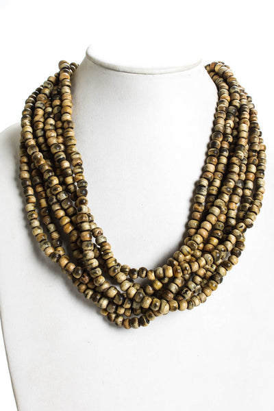 Monies Gerda Lynggard Womens Coconut Shell Bead Horn Clasp Statement Necklace 23