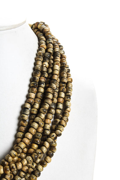 Monies Gerda Lynggard Womens Coconut Shell Bead Horn Clasp Statement Necklace 23