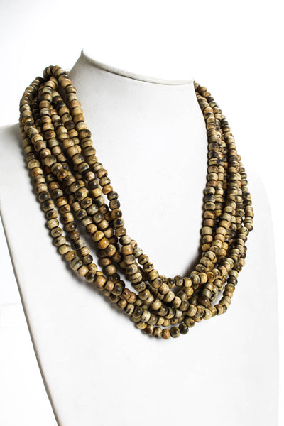 Monies Gerda Lynggard Womens Coconut Shell Bead Horn Clasp Statement Necklace 23