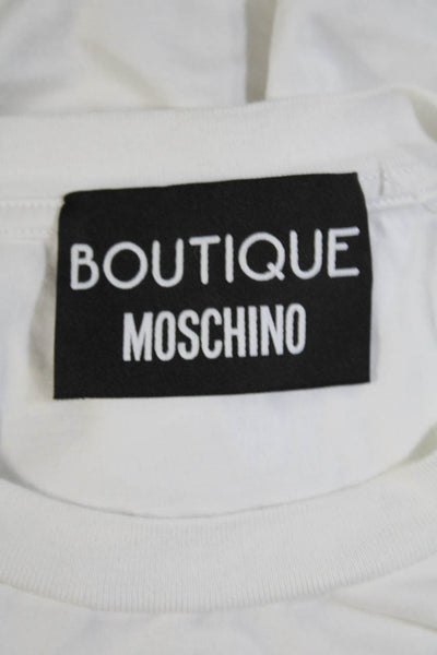 Boutique Moschino Women's Printed Short Sleeve Crewneck T-Shirt White Size XS