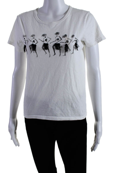 Marc Jacobs Women's Short Sleeve Crewneck Printed T-Shirt White Size XS