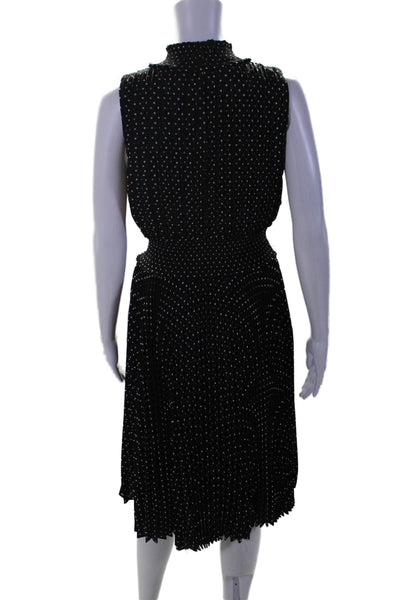 Nanette Lepore Womens High Neck Polka Dot Pleated Blouson Dress Black Size 6