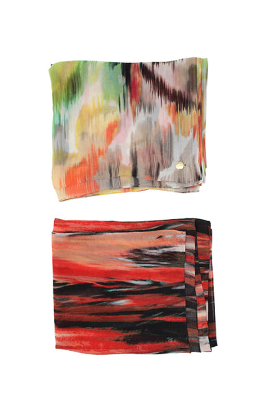 Calvin Klein Womens Abstract Print Rectangle Scarf Multicolor Size OS Lot 2