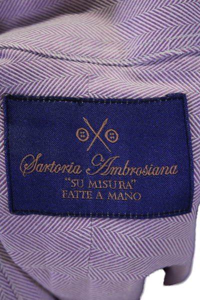 Sartoria Ambrosiana Mens Button Front Collared Dress Shirt Purple Cotton Size 16