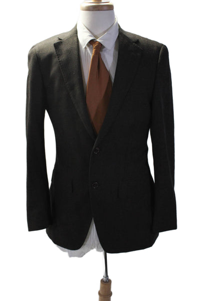 Sartoria Ambrosiana Mens Two Button Notched Lapel Check Blazer Jacket Brown 38R