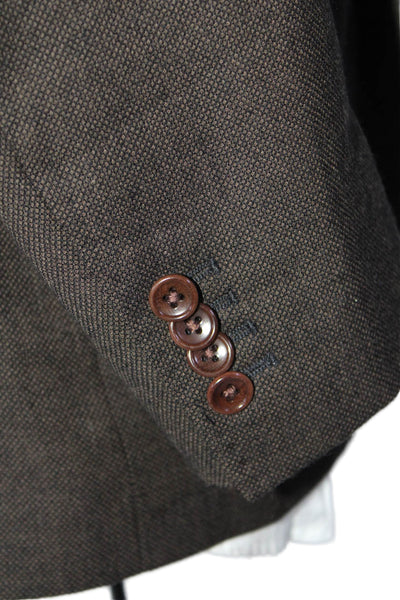 Sartoria Ambrosiana Mens Two Button Notched Lapel Check Blazer Jacket Brown 38R