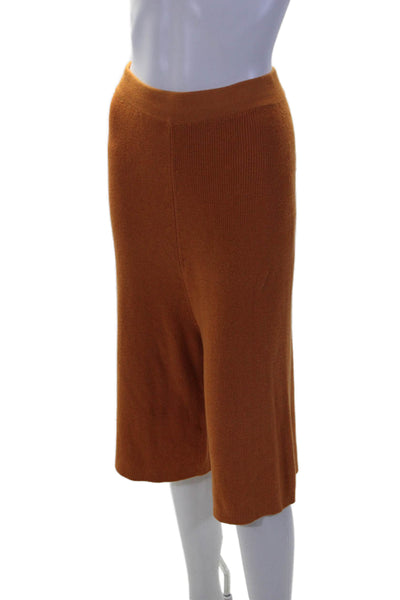 12 Storeez Womens Elastic Waist Thick Knit Shorts Set Orange Size Small