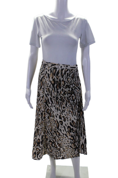 Gerard Darel Womens Side Zip Animal Print Maxi Skirt Beige Size 40