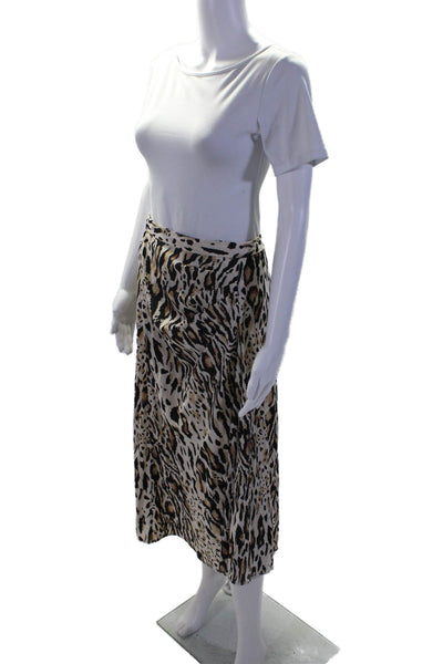 Gerard Darel Womens Side Zip Animal Print Maxi Skirt Beige Size 40