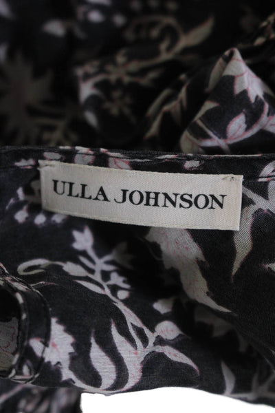 Ulla Johnson Womens Silk Floral Print Long Sleeves Blouse Black Pink Size 2