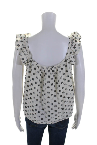 Xirena Womens Dot Sleeveless Tank Top White Black Cotton Size Extra Small